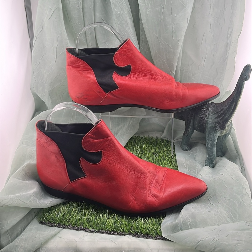 Vintage Silvano for Nilo Red Leather Ankle Boots | Women’s 7B - Picture 6 of 14